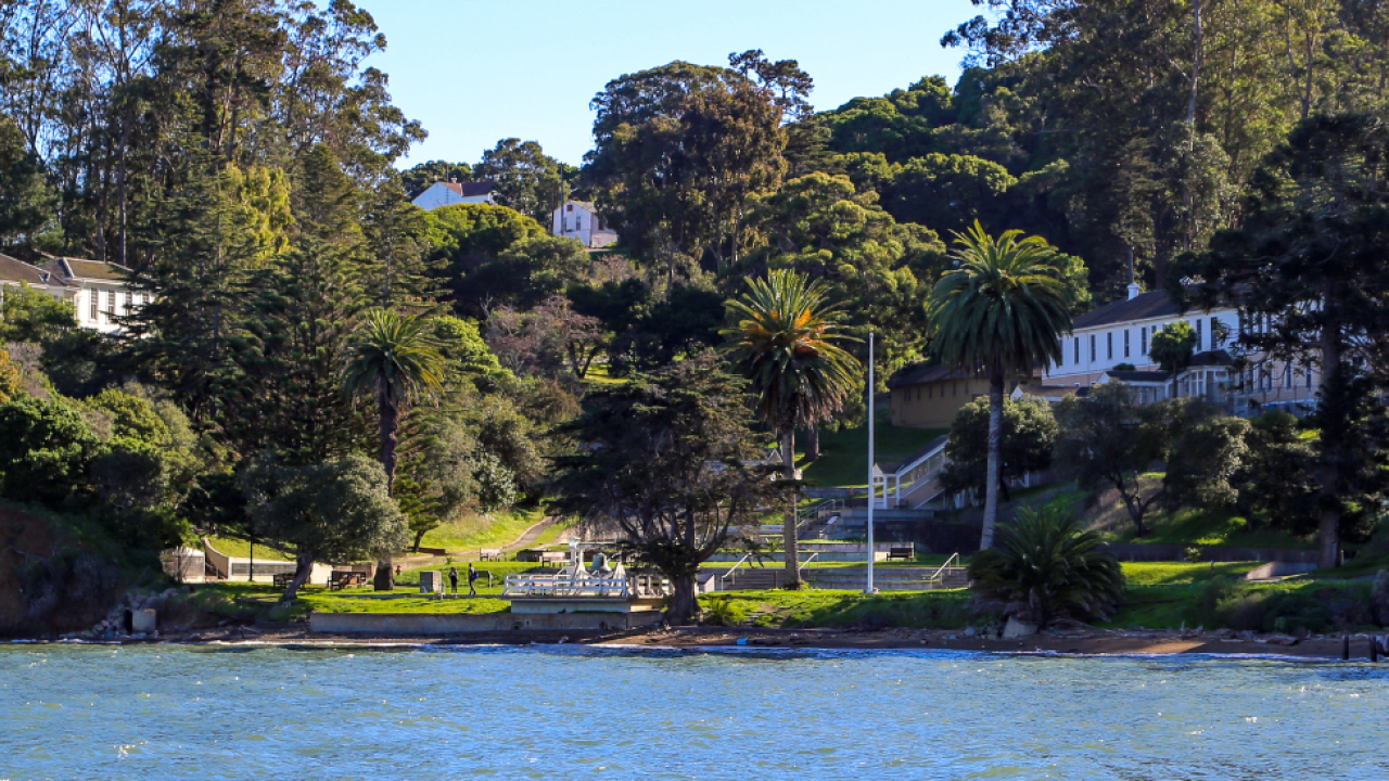 View of Angel Island Immigration Museum from the water