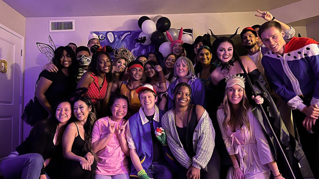 UC Davis health professions post bac students at a Halloween party