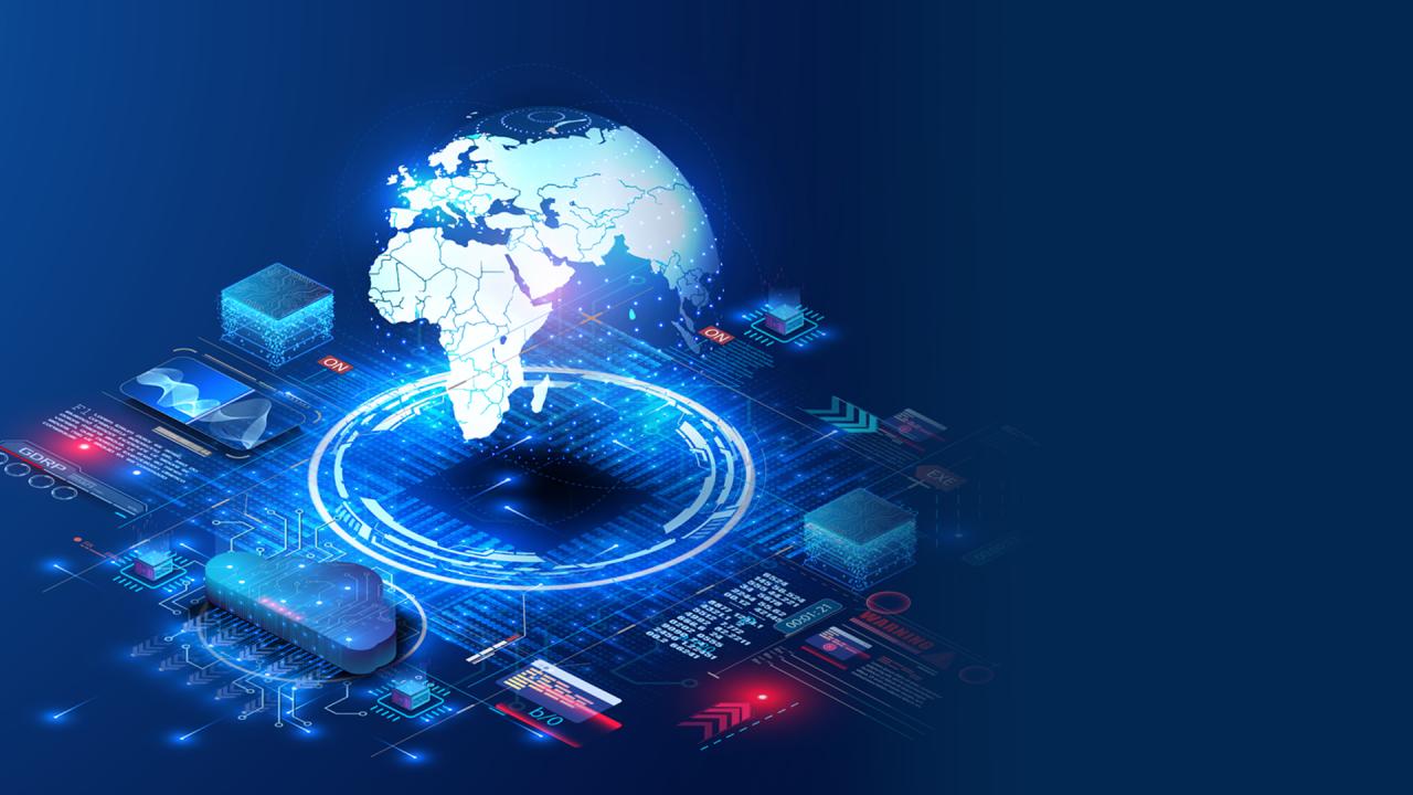 Tech Imagery with an icon of a globe