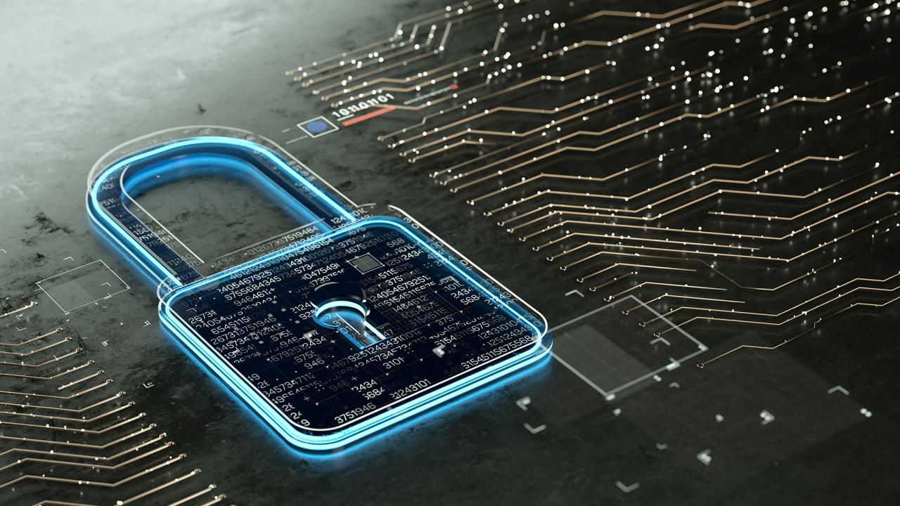 graphic of a lock and electronics