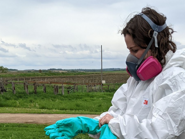 Example of proper personal protective equipment usage as part of the Mississippi Ag Health and Safety Alliance, one of six projects PERC supports. (Photo courtesy of Ag Health and Safety)
