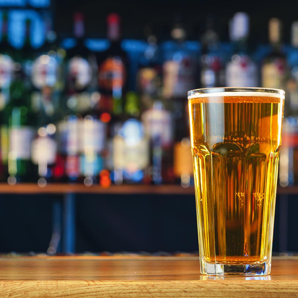 pint of beer on a bar