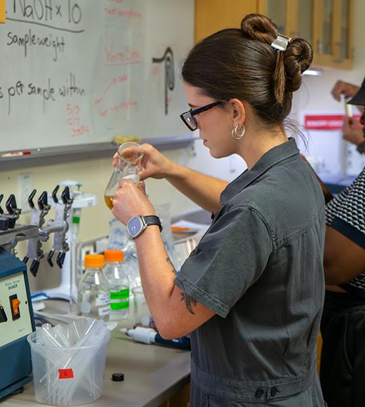 online Master Brewers student Giuliana Ciccarino in the UC Davis brewing lab