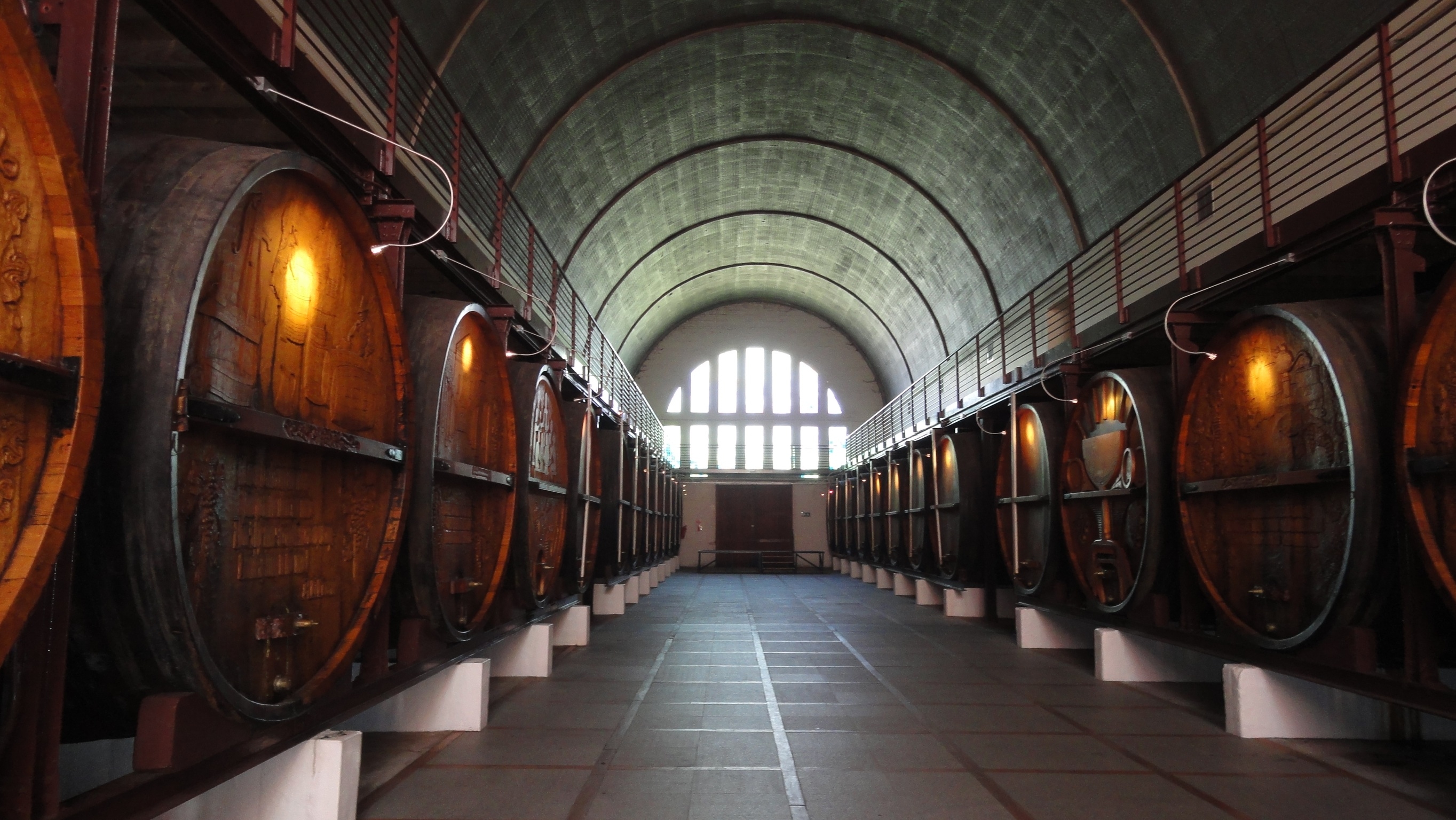 Barrels in a wine cave