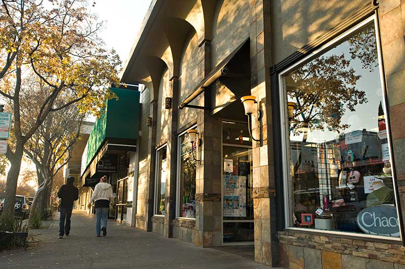 Downtown Davis street and storefront