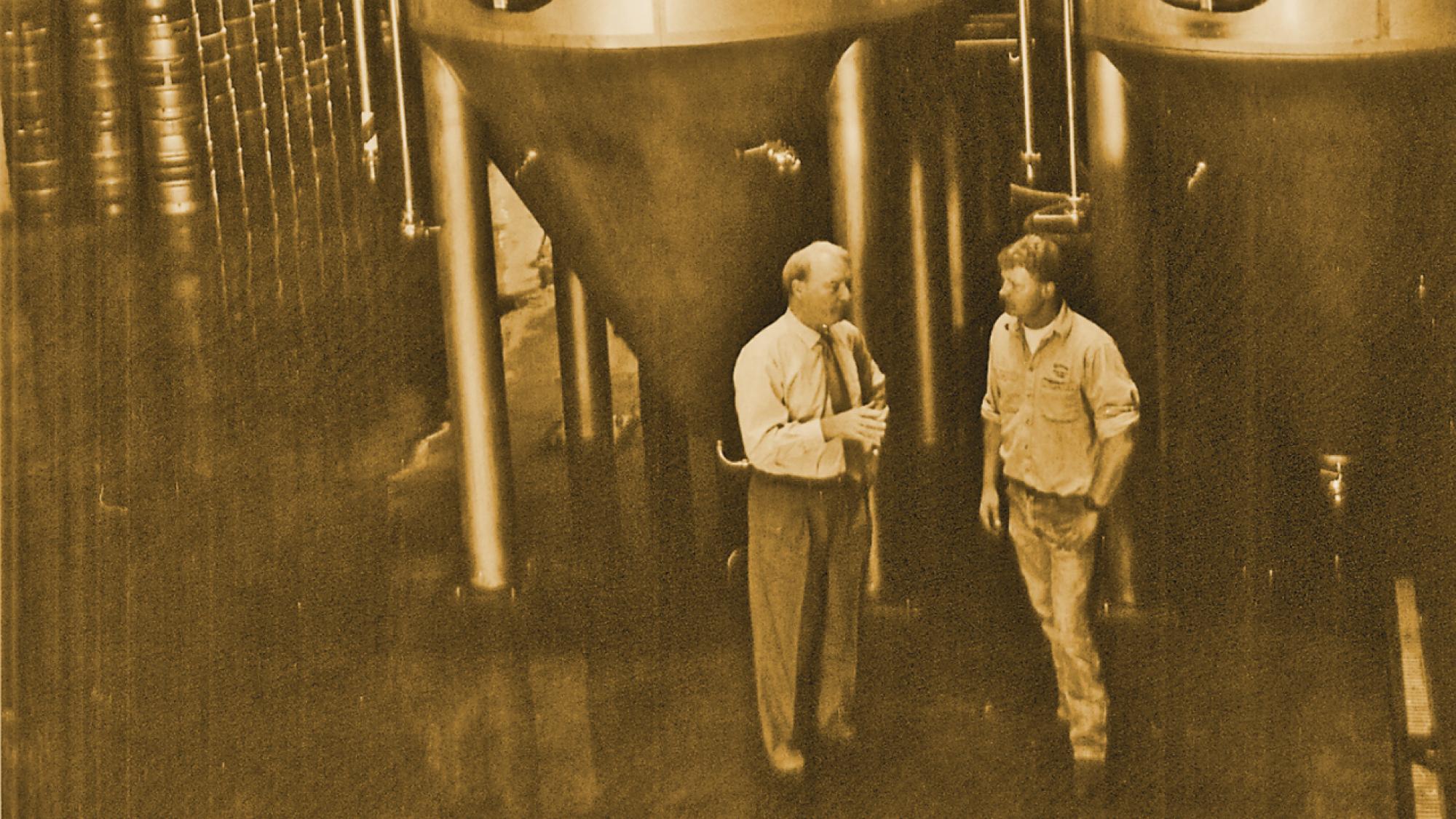 Michael Lewis and brewing tanks