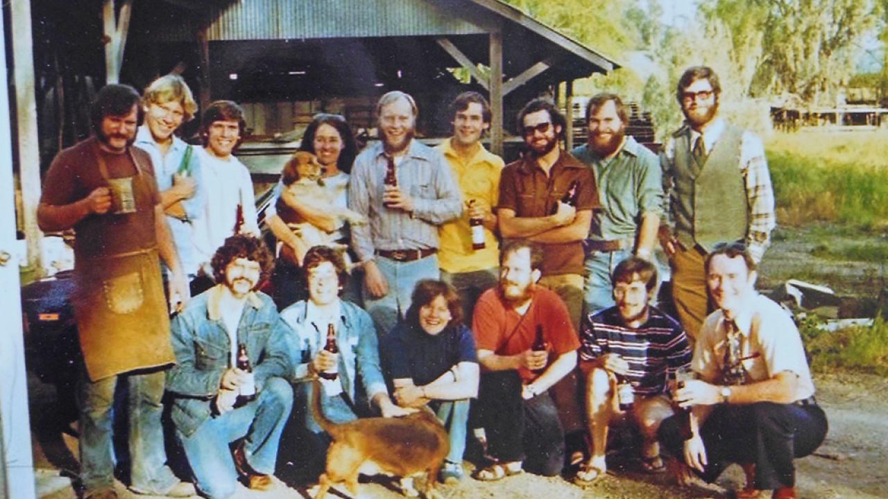 Michael Lewis and his brewing class in mid-1970s