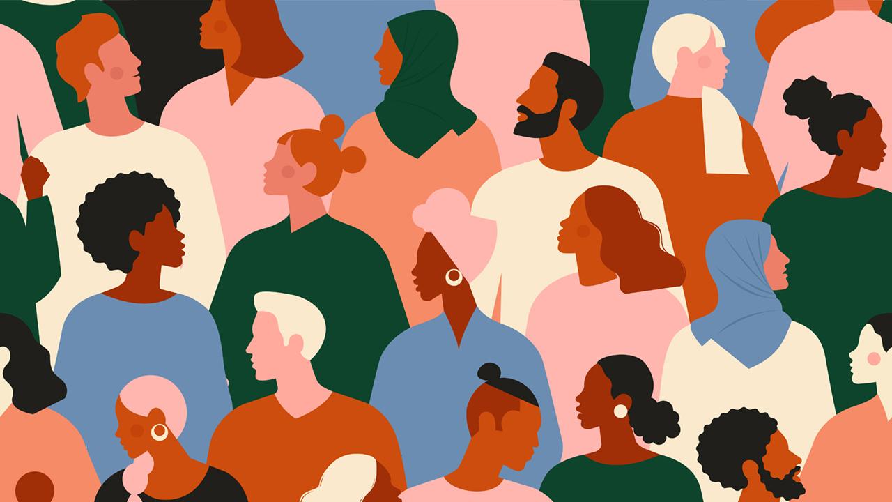 illustration of a crowd of diverse people