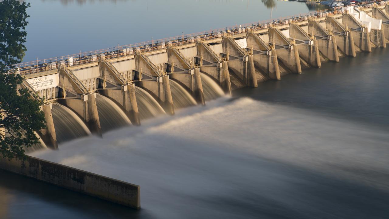 Picture of running water located at a dam