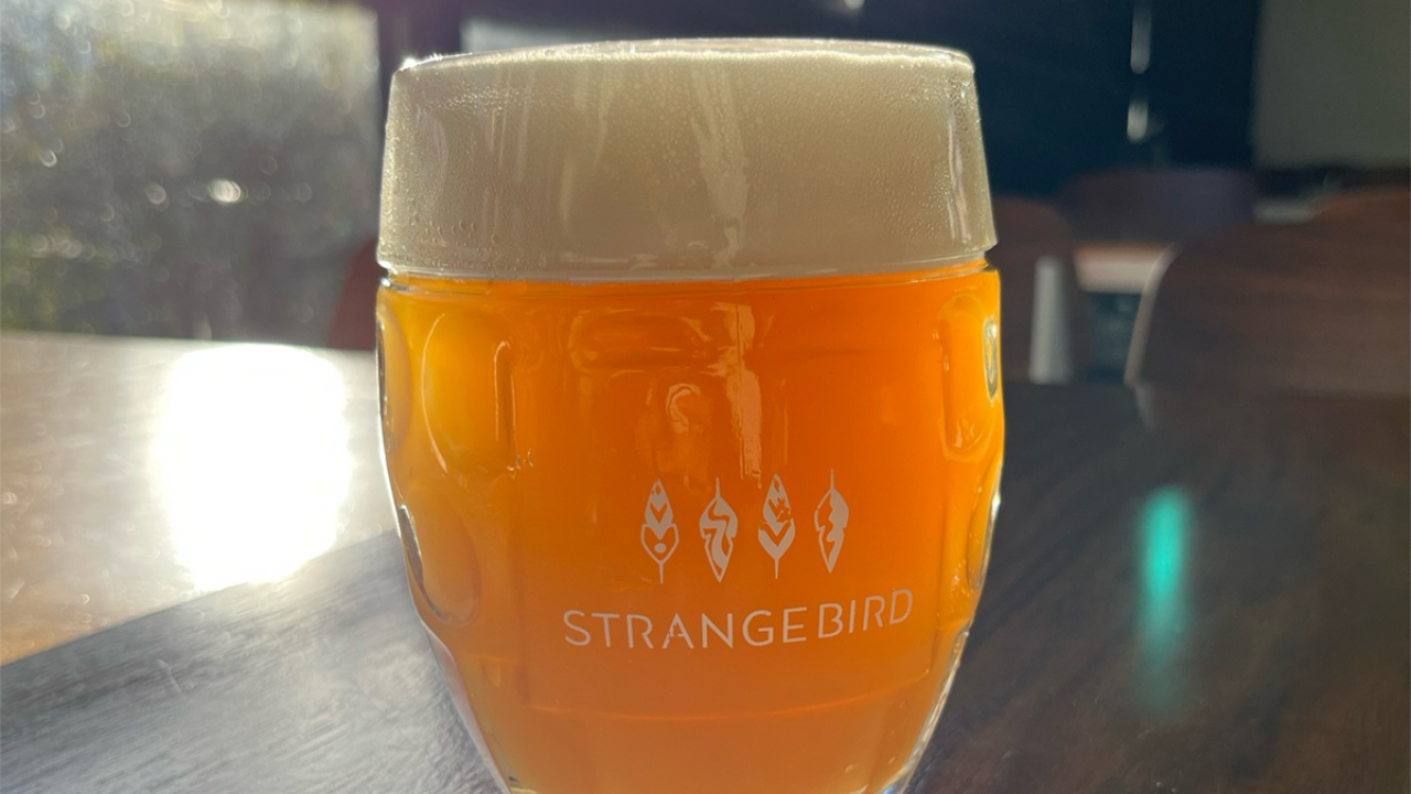 image of Strangebird beer, Cathedral Windows in glass