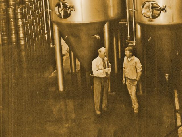Michael Lewis and brewing tanks