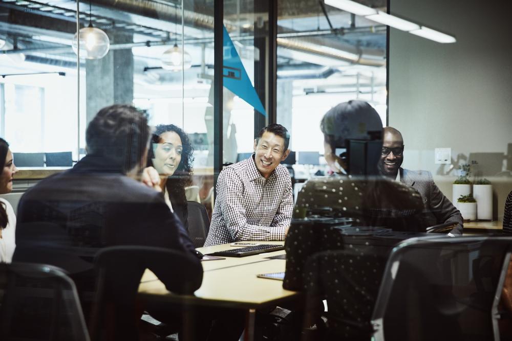 Gathering of people in a meeting room