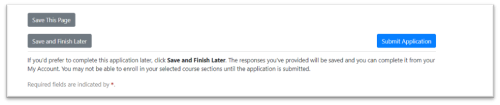 screenshot of completing the application process