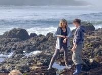 UC Davis professor Ellie Fairbairn and a UC Davis Pre-College student explore the tidal pools at Bodega Bay Reserve