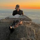 Tonya Kuhl, chemical engineering with coffee professor, sits on Peak Cucamonga